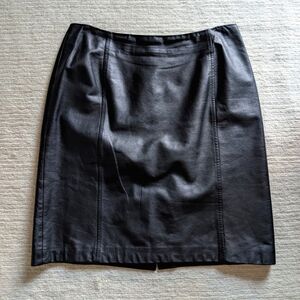LOFT Genuine Leather Black Pencil Skirt
